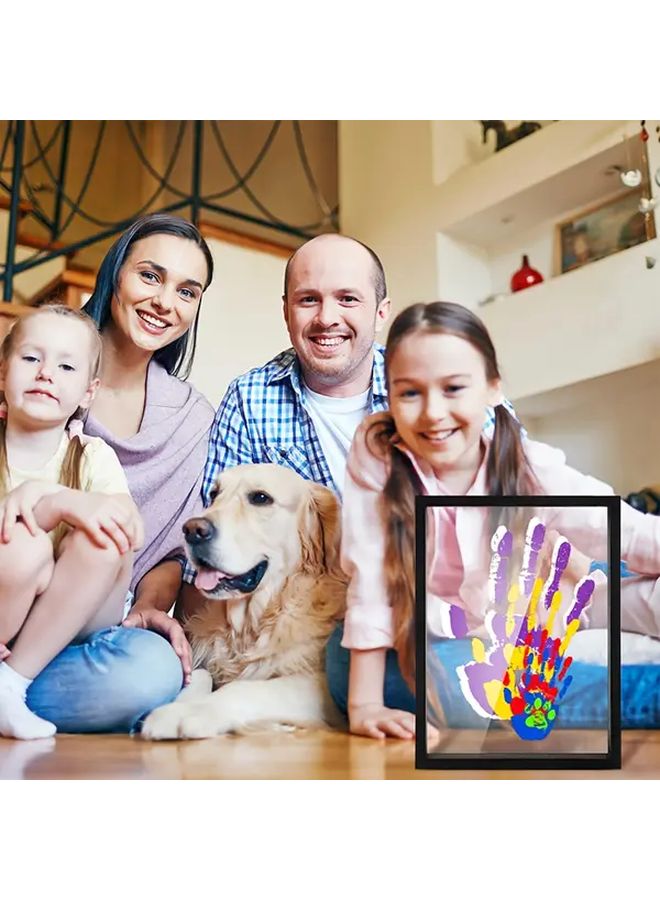 Black Clear Acrylic Family Handprint Photo Frame Keepsake Box Wooden Frame Funeral Tributes - Image 5